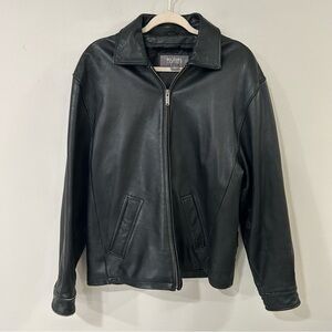 Wilsons Leather Black Oversized Bomber Zip-Up Heavy Jacket Men’s Size Small